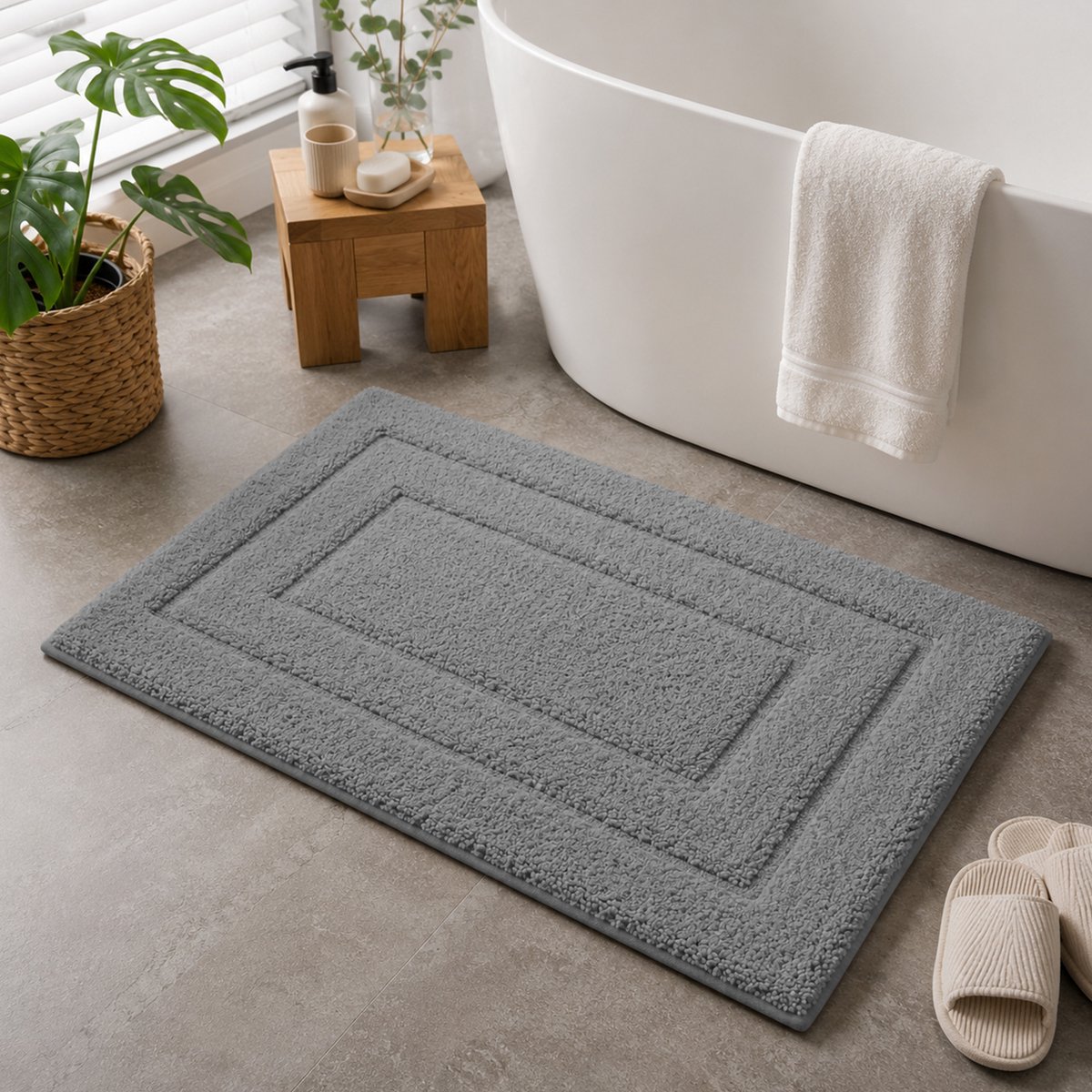 LitaLente Badmat Badkamer – 50x80 cm – Zachte Microvezel Badkamermat – Antislip & Absorberend – Machinewasbaar - Antraciet
