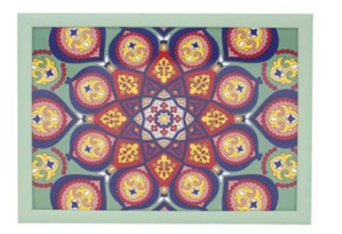 Cosy Creations- Laptray - Schoottafel - Schootkussen - Laptoptafel - Dienblad met kussen - mandala geel 43 x 33 x 6.5 cm