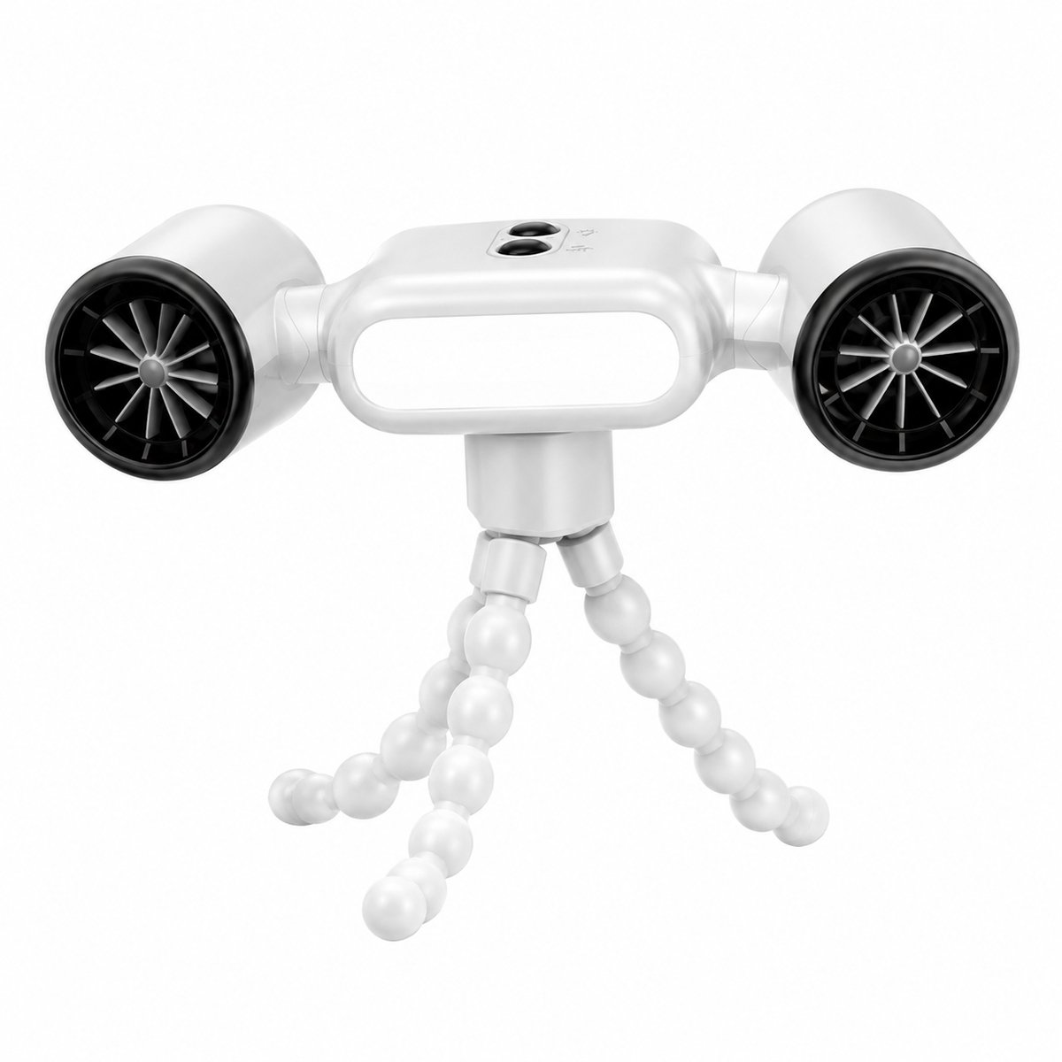 Gloovon® Kinderwagen Ventilator - Dubbele Kop & 3 Standen - USB Oplaadbaar 4000mAh - Met LED Licht & Statief - Wit