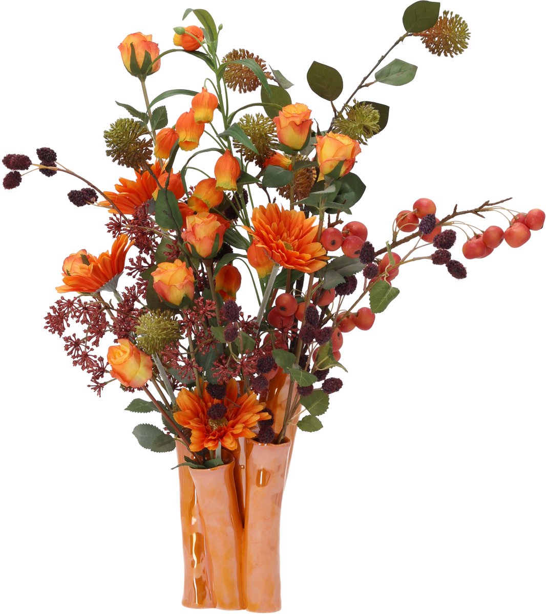 Kunst herfstboeket Nienke Perth 65cm inclusief vaas