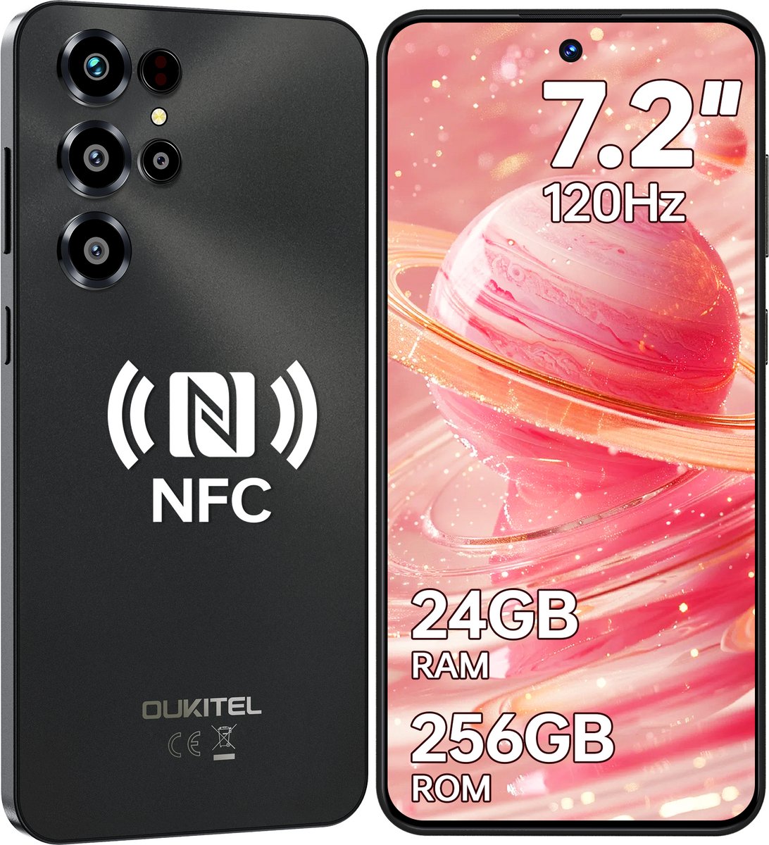 OUKITEL C68 Smartphone 4G-7.2 inch HD-120HZ-24GB RAM-256GB ROM-64MP camera-Android 15-NFC