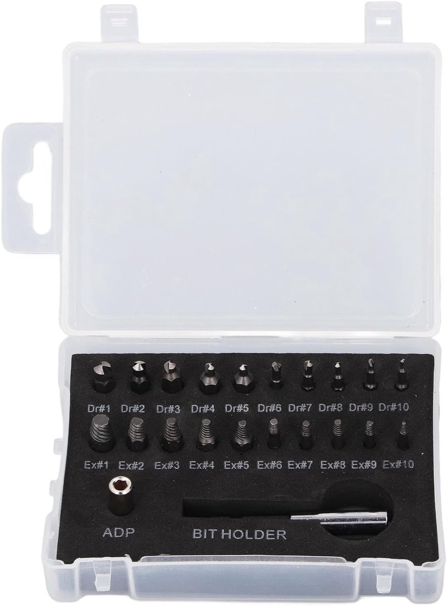 Mini Set van 22 Stuks voor het Verwijderen van Beschadigde Schroeven en Bouten - Inclusief Magnetische Extensie en Socket voor Eenvoudige Verwijdering van Roestige Schroeven en Stripped Screws