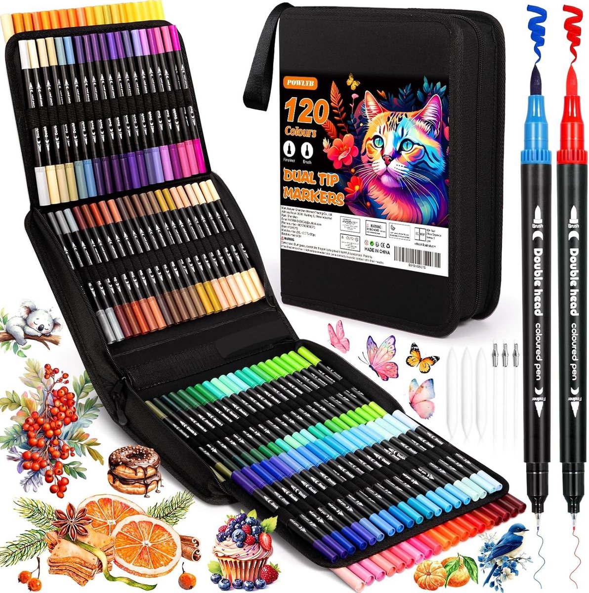 Dual Brush Pen Set - 120 Kleuren - Viltstiften met Fineliner en Penseel - Inclusief Draagtas - Voor Creatieve Hobby's