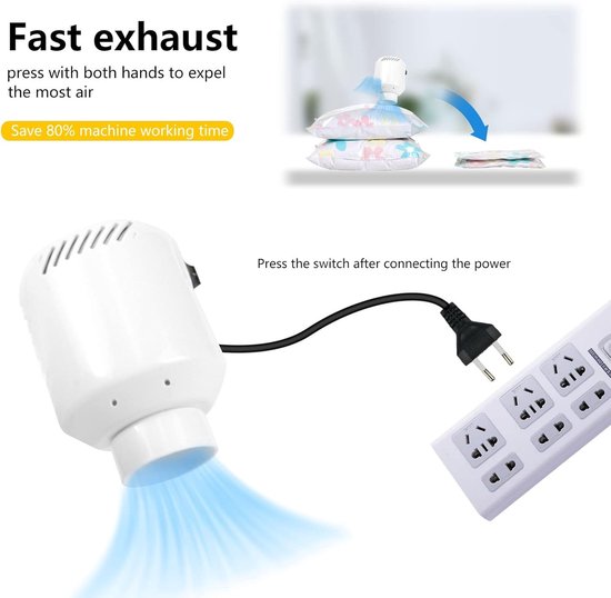 Vacuum Bags Electric Air Pump, 220V 55W Powerful Vacuum Pump for Vacuum Compression Bags，wit van Longzhou. — afbeelding 2