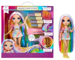Rainbow High Amaya's Haarstudio - Creëer glanzende, glinsterende kapsels met een exclusieve pop met extralang haar, uitwasbare haarkleur en poppenkleding en -accessoires - Superleuke speelset voor kids van 4+