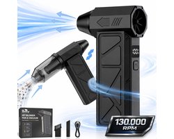 Boncy® Air Duster Pro - 2-in-1 Auto Stofzuiger - 130.000 RPM - 4000 mAh - Compressed Perslucht Turbo Fan - Zuigen & Blazen - Kruimelzuiger Oplaadbaar & Draadloos - Luchtblazer Stofreiniger - Mini Kruimeldief - Stofblazer Computer - Jet Blower Pistool