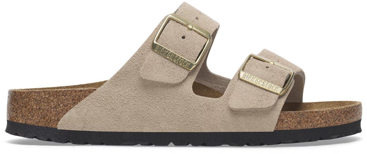 Birkenstock Arizona Suède Sandcastle Smal Voetbed Beige