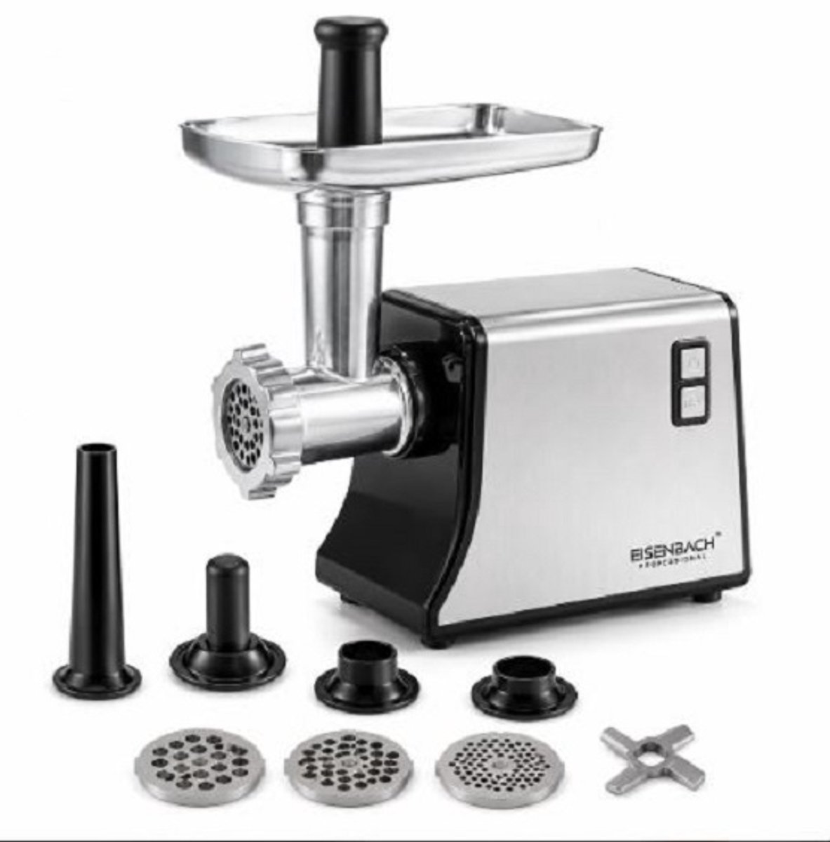 Eisenbach Professional vleesmolen , elektrisch 1600 W, 3-in-1, met achteruitfunctie