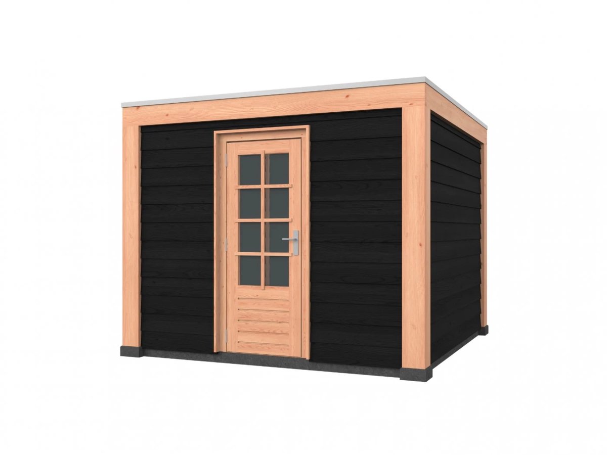 Douglas overkapping, 300 x 300, met schuur, Westwood Modern Basic zwart