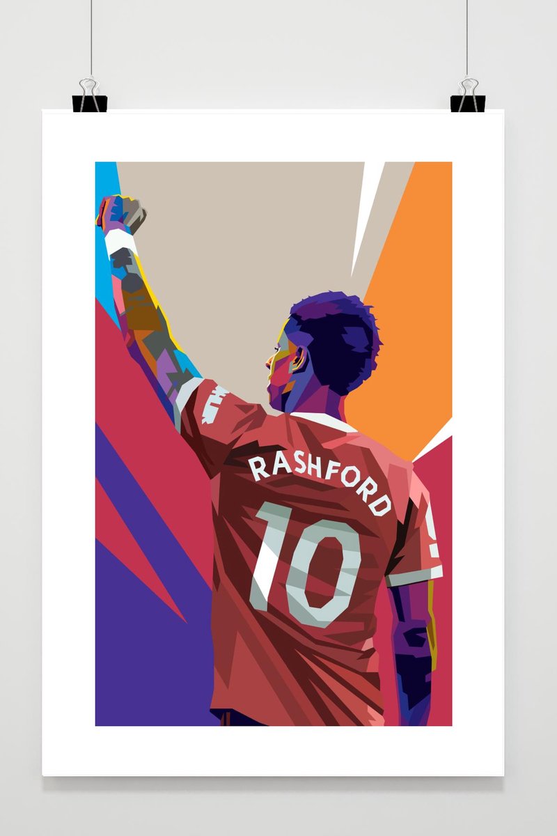 Rashford Poster - Manchester United - Marcus Rashford Pop - Voetbal - Pop - Wanddecoratie - posters - formaat 30x40cm - BXS845 - Met Witte Rand - passe-partouts stijl