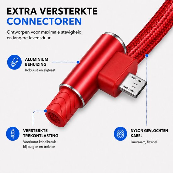 Câble rouge avec boîtier en aluminium et décharge de traction renforcée. "CÂBLE TRESSÉ EN NYLON"