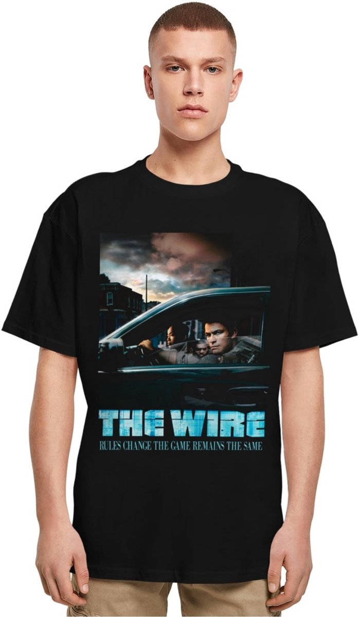 Merchcode The Wire - The Wire Poster Heavy Oversize Heren Tshirt - L - Zwart