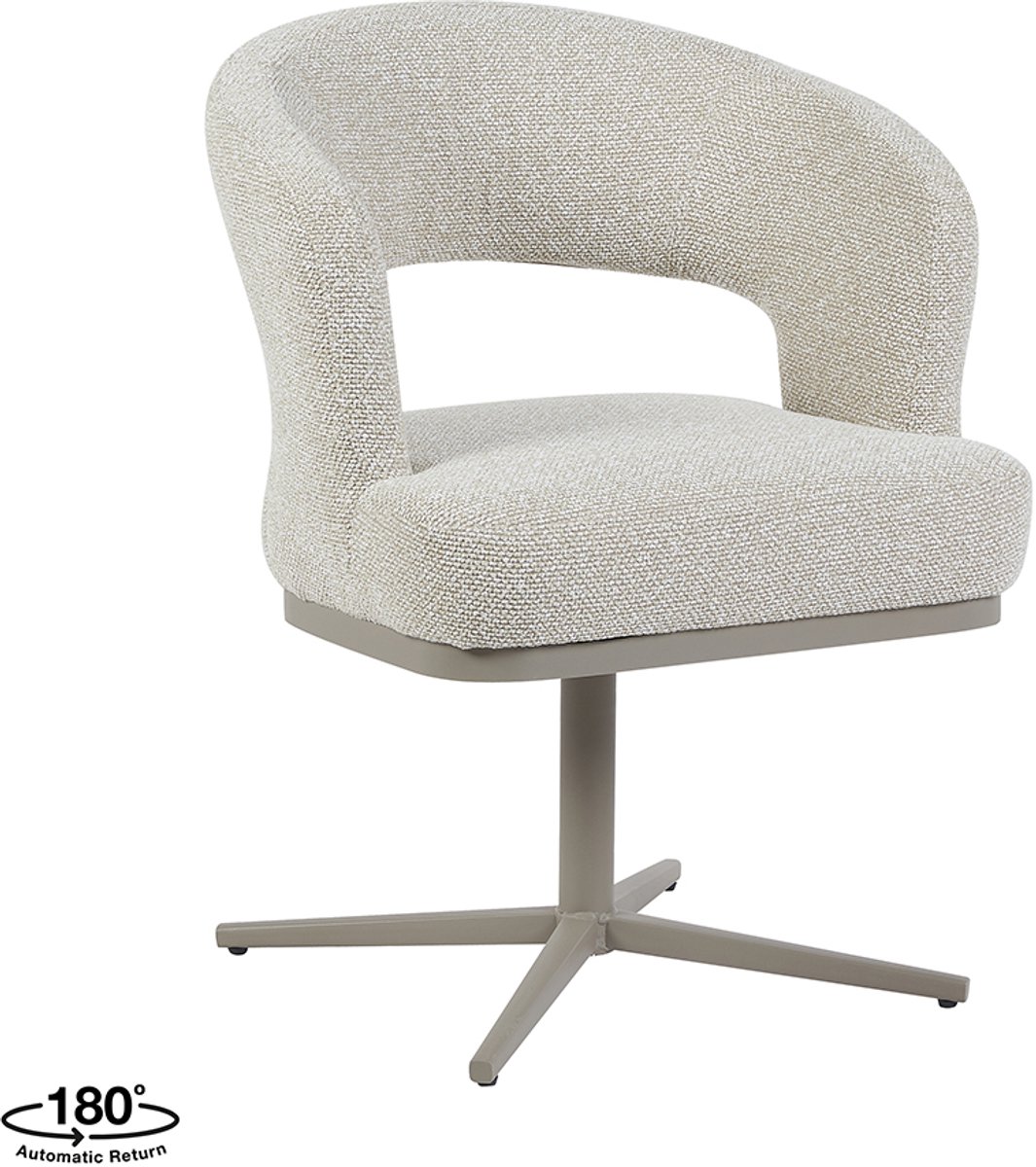 LABEL51 Monaco Eetkamerstoel - Naturel - Royal Stof - Taupe Metaal - Stoel - Eetkamerfauteuil