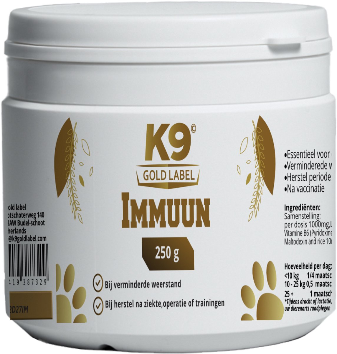 K9 gold label - Immuun - weerstand - herstel - na vaccinatie.