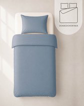 HOOMstyle Dekbedovertrek met kussenslopen - luxe micro Percale - dekbedovertrek - 140x220cm - 1 persoons - Denim Blauw