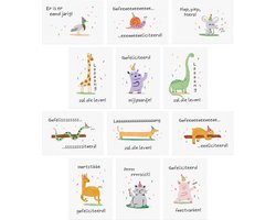 12x Hippe Verjaardagskaarten (A6 formaat) - Felicitatiekaarten Set - Verjaardagskaart - Kaart Verjaardag - Wenskaarten Verjaardag - Kaarten Verjaardag - Verjaardagskaarten set