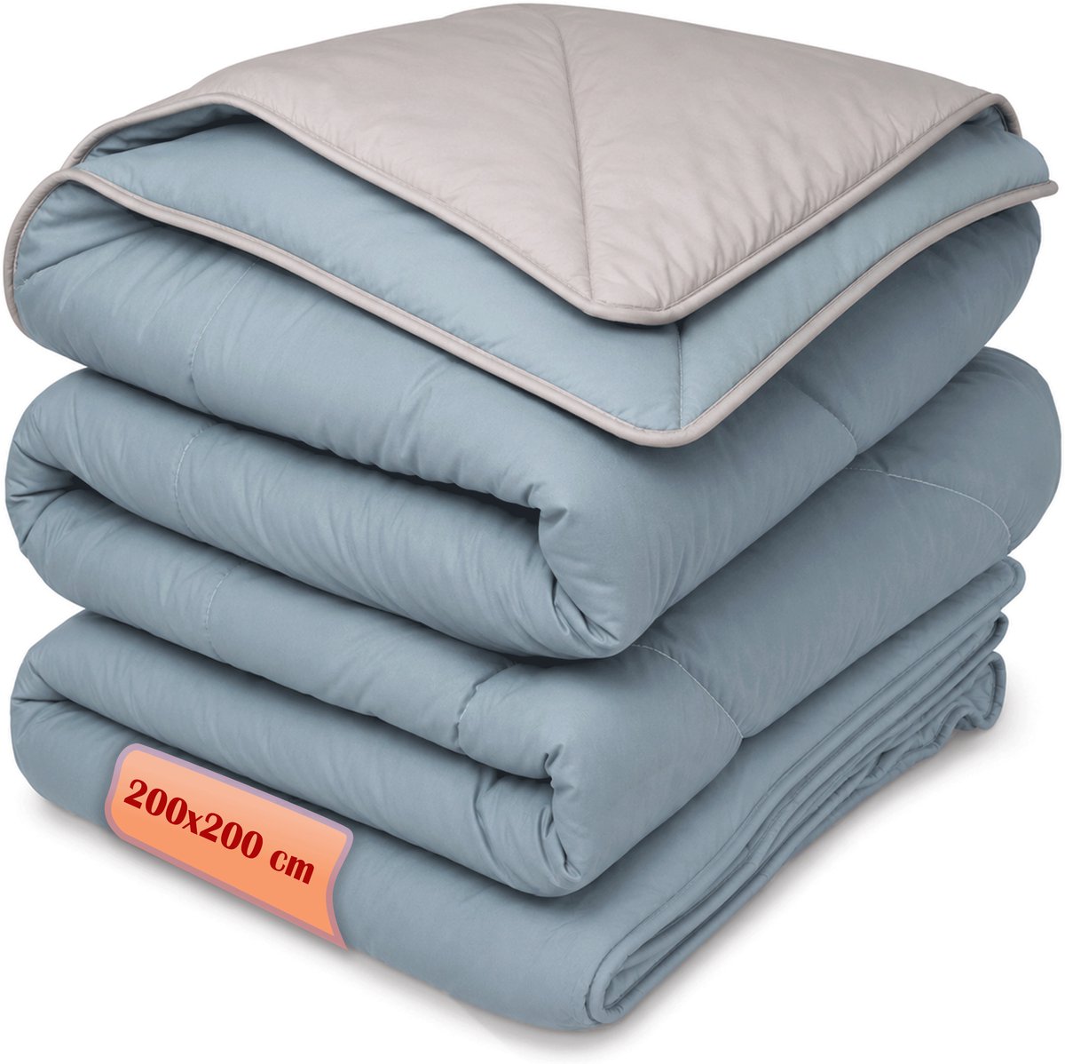 LitaLente 2-in-1 Dekbed Zonder Overtrek - 200x200 - Omkeerbaar Duo Kleur Taupe/Dune - Hypoallergeen - Wasbaar hoesloos dekbed - Bedrukt dekbed - All year zomerdekbed & winterdekbed