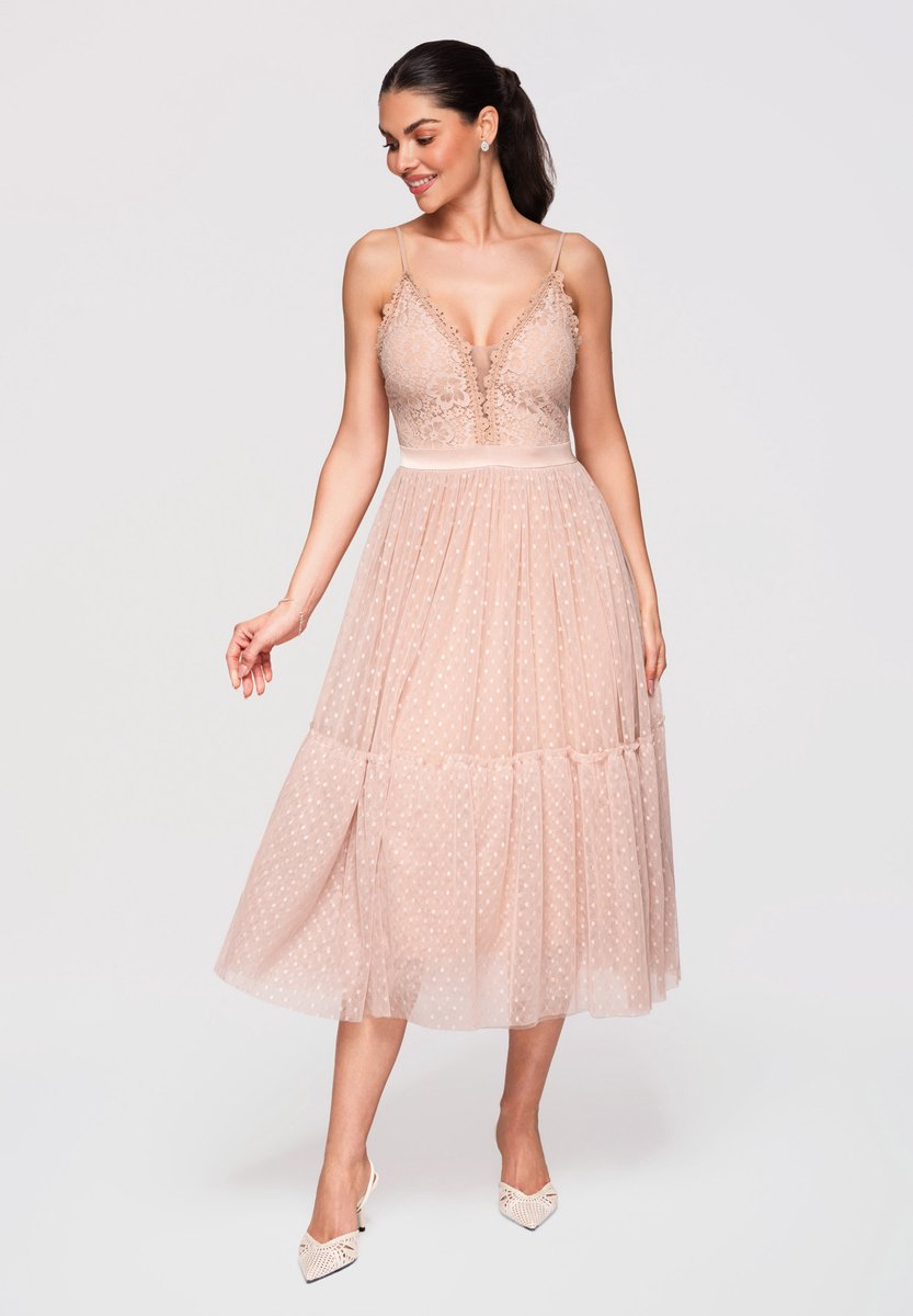 LARICA Jurk - Polyamide - Rits - Effen Beige M