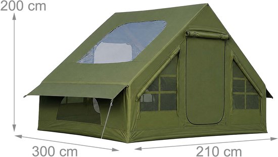 Kampeertent - groen - 300x200x210 cm - stahoogte — afbeelding 3