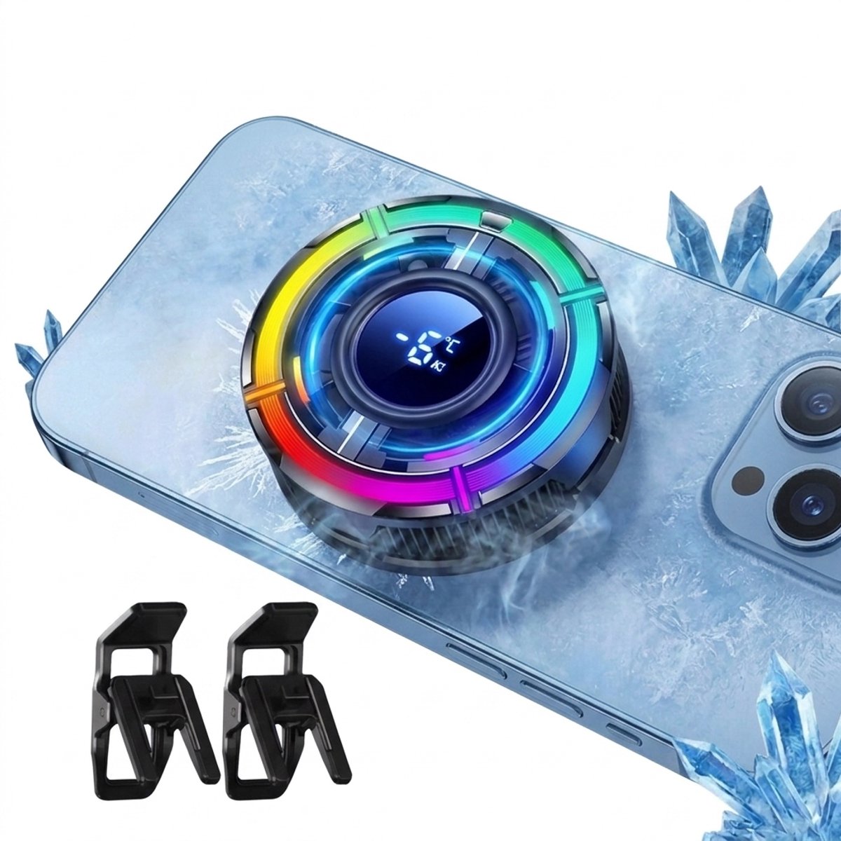 Fokelyi - Mobiele Telefoon Koeler - Telefoon Koeler - Phone Cooler - Sminconductor Smartphone Radiator - Zwart - RGB
