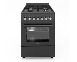 Wiggo WO-E606A(BB) - Vrijstaand - Gasfornuis - 60 cm - 66 Liter - 4 pitten - Energieklasse B - 5 jaar garantie - Zwart