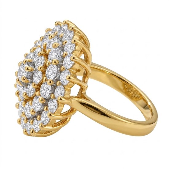 Wit goudkleurige ring dames maat 9 met steen bloemen ring cluster steentjes bloemvormige ring statement ring met transparante stenen