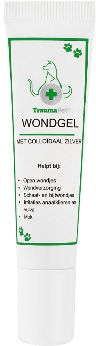 TraumaPet Wondgel met colloïdaal zilver - 15ml | Open wondjes door krabben | Wondverzorging | Brengt verlichting | Mok | Irritaties | Dieren