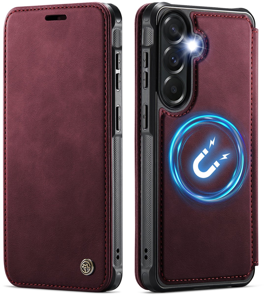 CaseMe Hoesje - Geschikt voor Samsung Galaxy A17 / A26 / A16 Hoesje - CaseMe 053 Slim Book Case - MagSafe Compatible - Rood