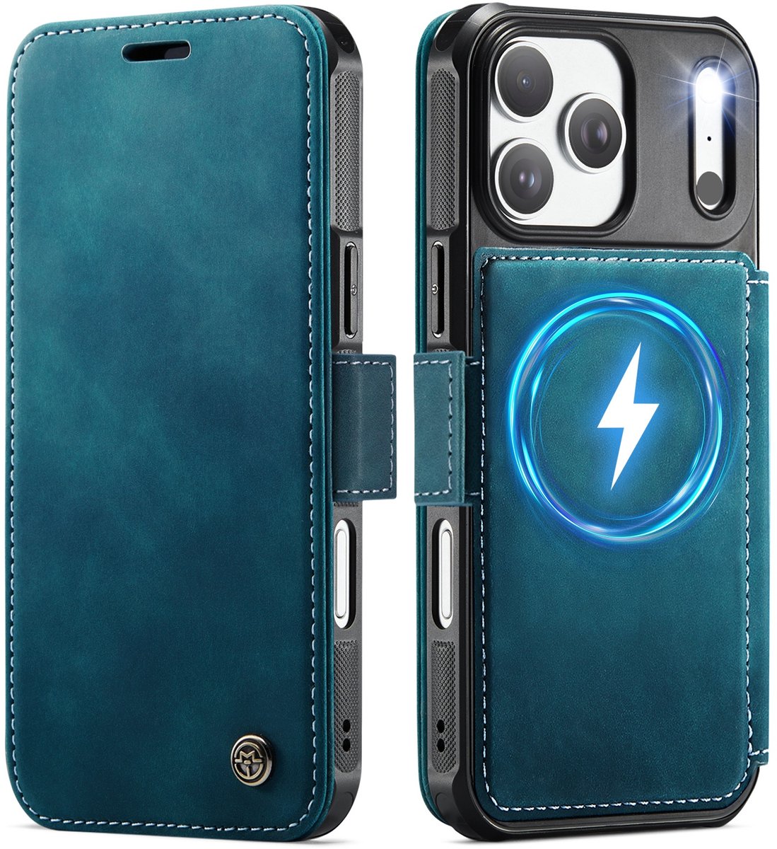 CaseMe Hoesje - Geschikt voor iPhone 17 Pro Hoesje - CaseMe 053 Slim Book Case - MagSafe Compatible - Blauw