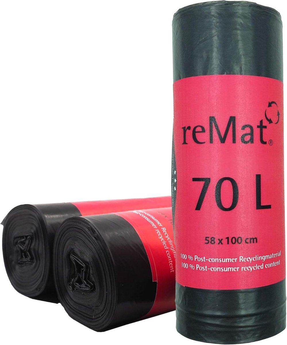 Afvalzakken 70L - Gerecycled Materiaal - Geurloos - Waterdicht - Voor Restafval en Recyclebare Materialen