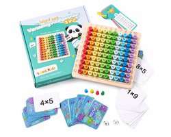 Word een Vermenigvuldigwonder - 3 in 1 Rekenspel - Voor Kinderen vanaf 7 jaar - Montessori Houten Rekenbord - Tafels Oefenen - Vermenigvuldigen - Leren Groep 4 - Educatief Speelgoed - IntelliKids