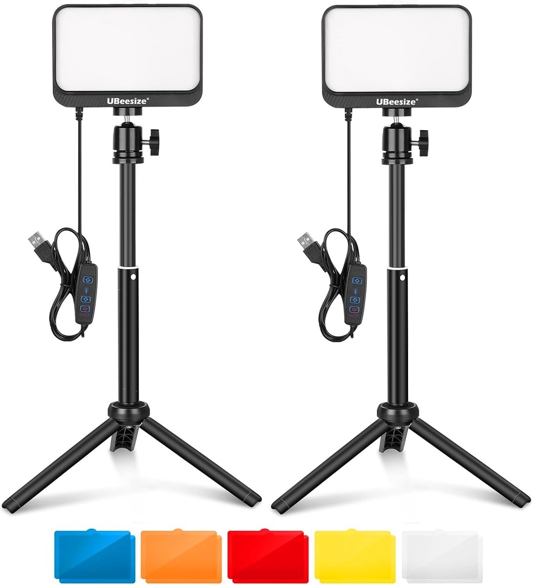 LED Video Licht Kit - Dimbare Continuverlichting - Verstelbaar Statief - 5 Kleurfilters - Voor Videofotografie en Streaming