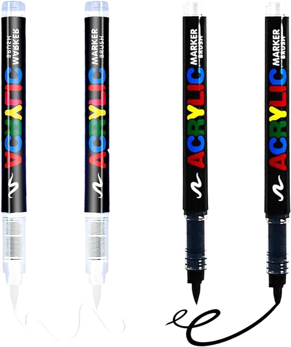 Textielmarkers Set - Zwart/Wit - Permanente Inkt - Waterdicht - Voor Creatieve Projecten