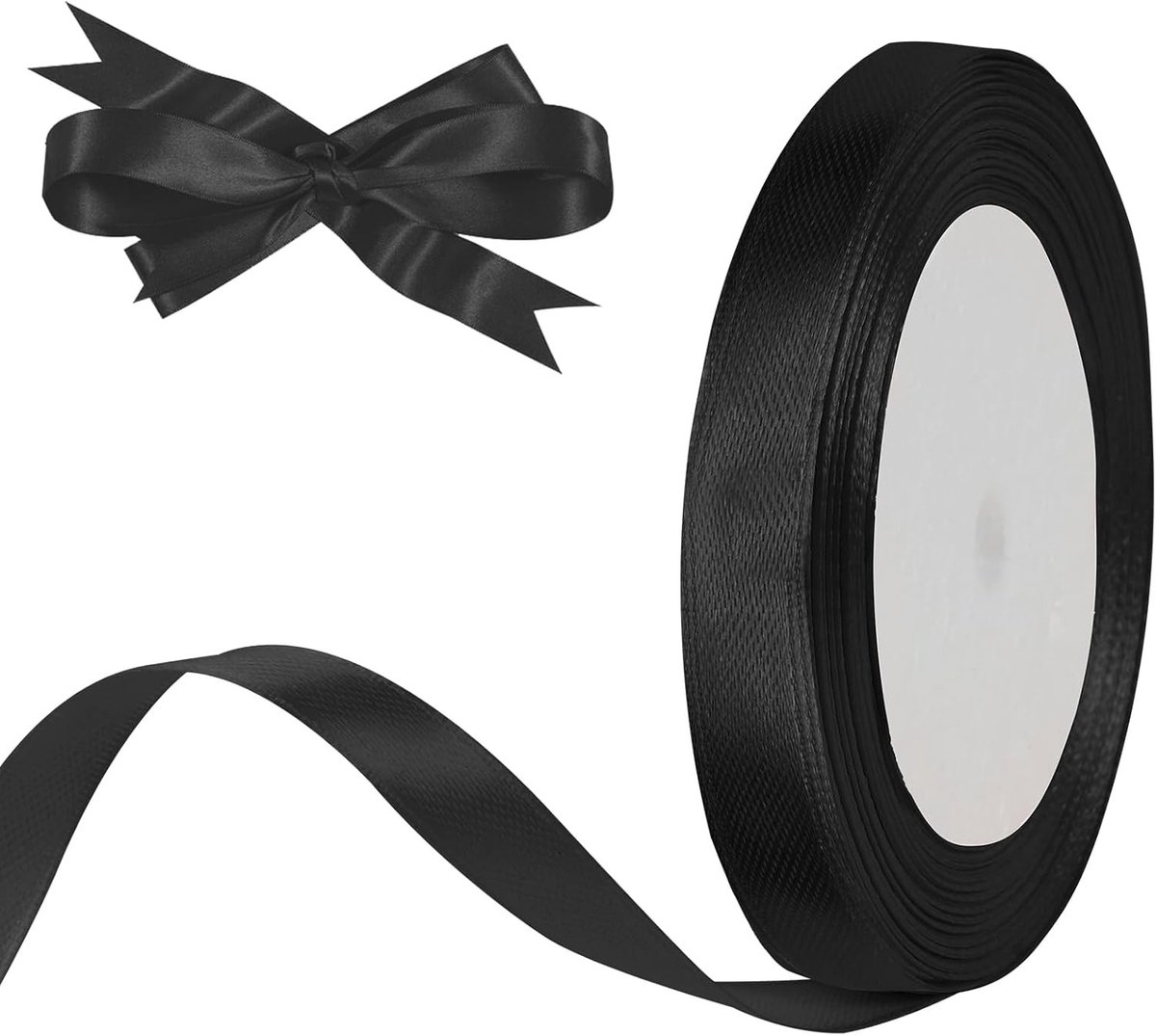 Zwarte Satijnen Ribbons van 10mm voor Versiering, Cadeaus, Bruiloften en Feesten - 22 Meter Lang, Ideaal voor Kerst, Ambachten en Thuisdecoratie