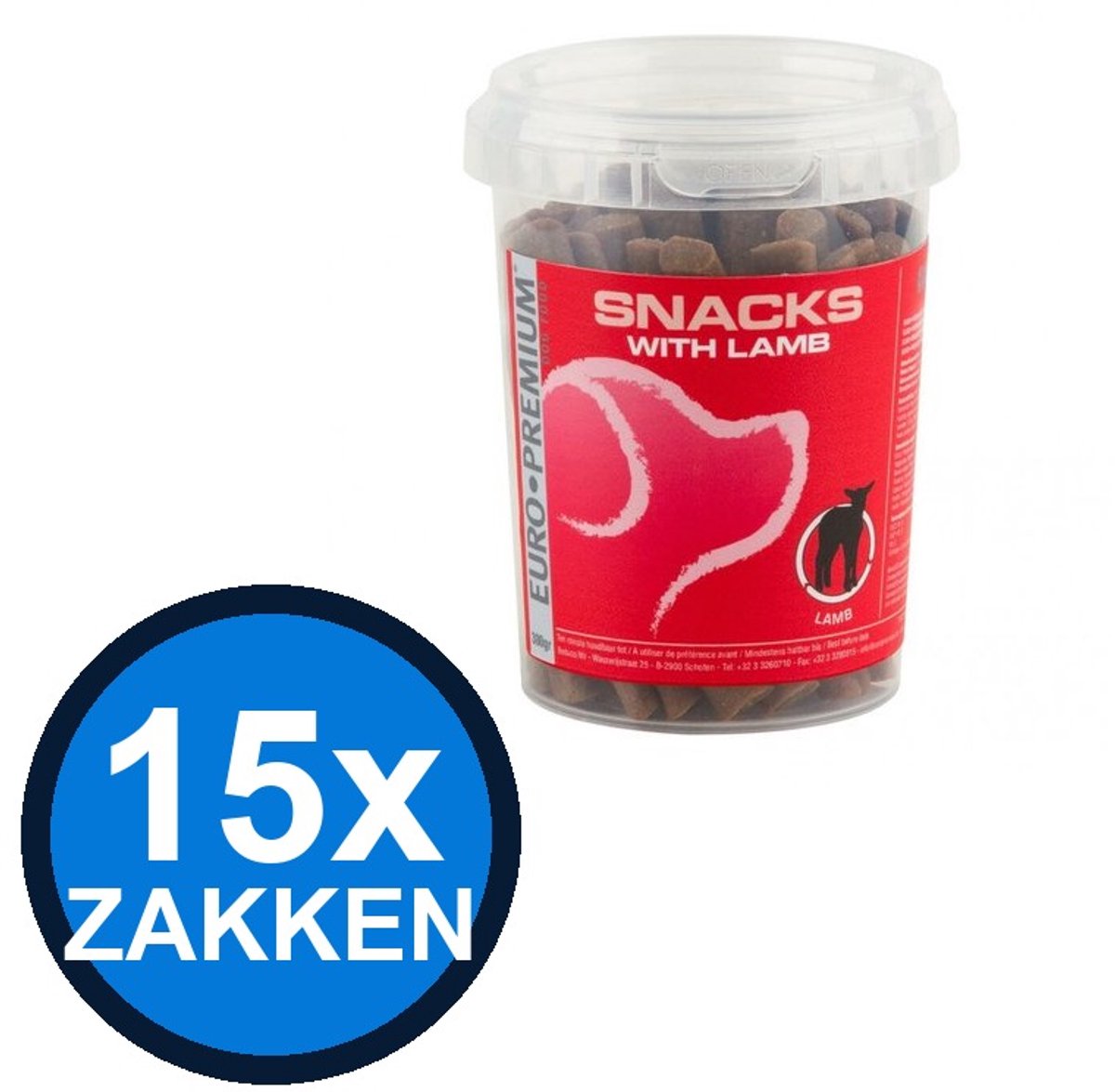 15x Euro-Premium - Snack Lam - Hondenvoer Snacks - 300 g