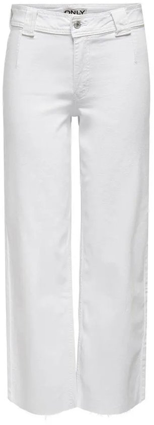 Wijde witte jeans met rafelige zoom, met ONLY-logo op de tailleband.