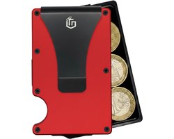 Givanna Smart Wallet - Pasjeshouder - Aluminium Portemonnee - Handmatig Slidesysteem - RFID Bescherming - Voor 8-12 Pasjes - Uitschuifbare Munthouder - Cashclip - Rood