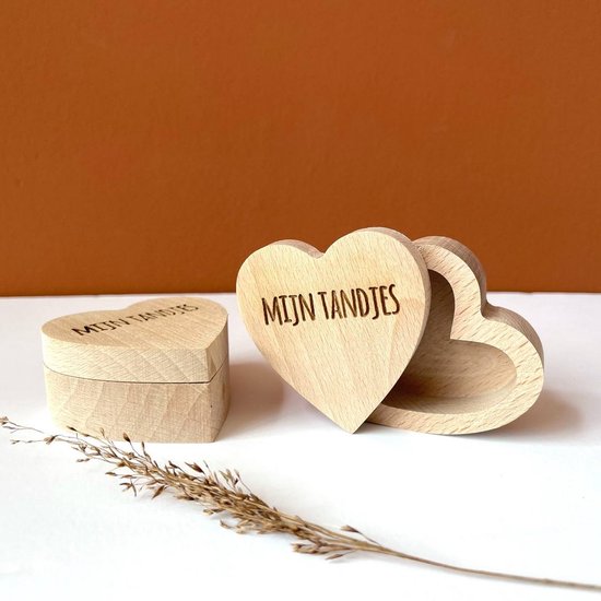 Bewaardoosje - Mijn tandjes - doosje voor eerste tanden te bewaren - hartje - hout - kraamcadeau - cadeau - kado - gift - baby - kind — afbeelding 2