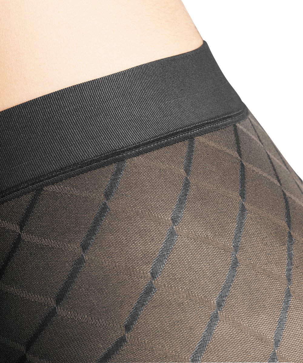 FALKE Intrigue gedessineerd materiaal transparent 30 DEN panty dames grijs - maat S-M