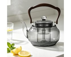 Glazen Theepot 1100ml - Hittebestendig Borosilicaatglas met Dubbele Wand