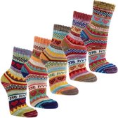 SOCKS4FUN - Dames sokken "Hygge"- 3 paar - Maat 39/42 - Scandinavisch kleurrijk design- Dikke, verwarmende kwaliteit