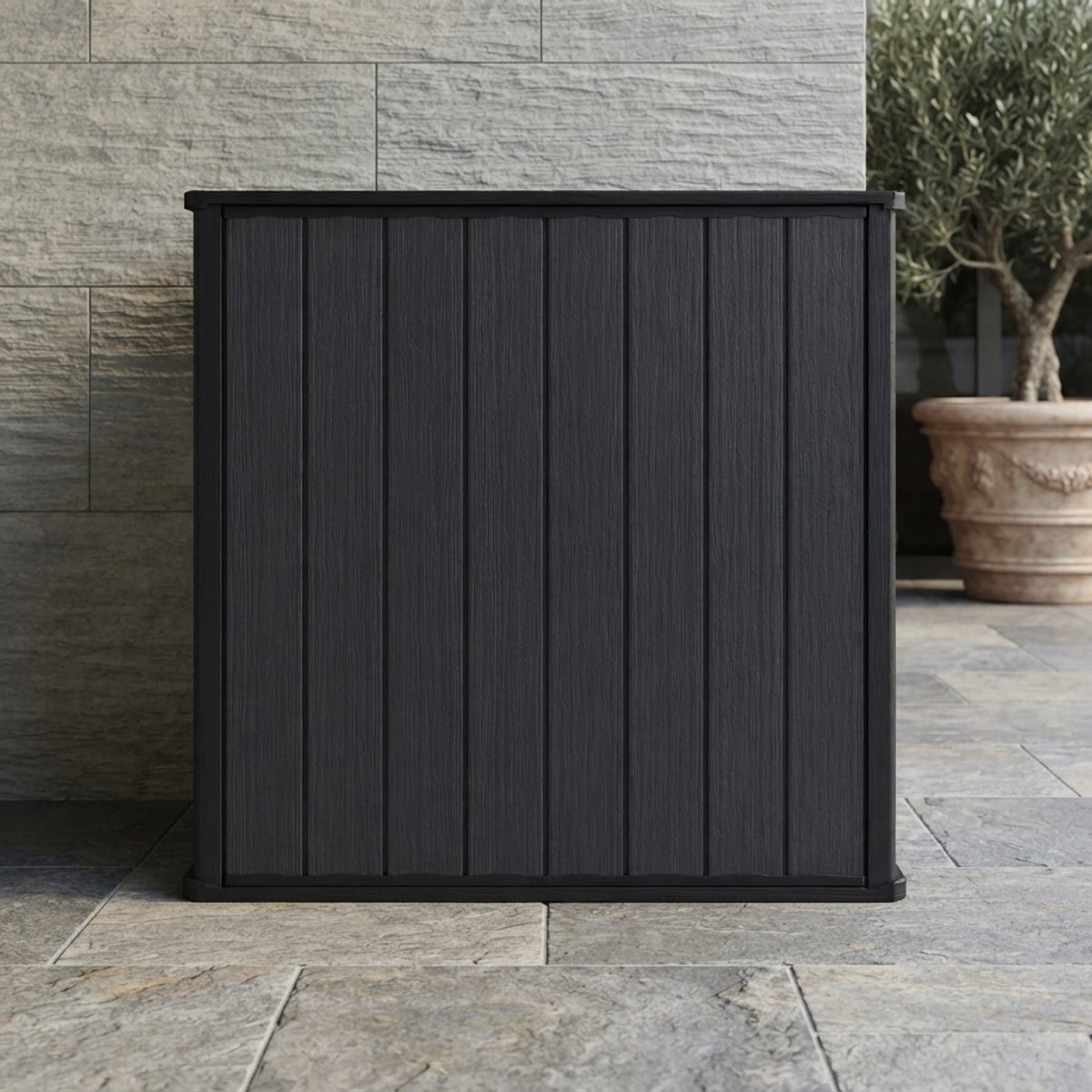 Luxe Weerbestendige Kunststof Tuinkast 662L met Dubbele Afsluitbare Deuren 120x65x117 cm Zwart - Novihomestore