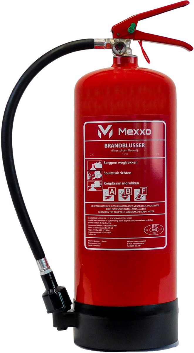Mexxo Schuimblusser 6 liter ABF - PFAS-vrij - Premium - Inclusief keuring en wandbeugel