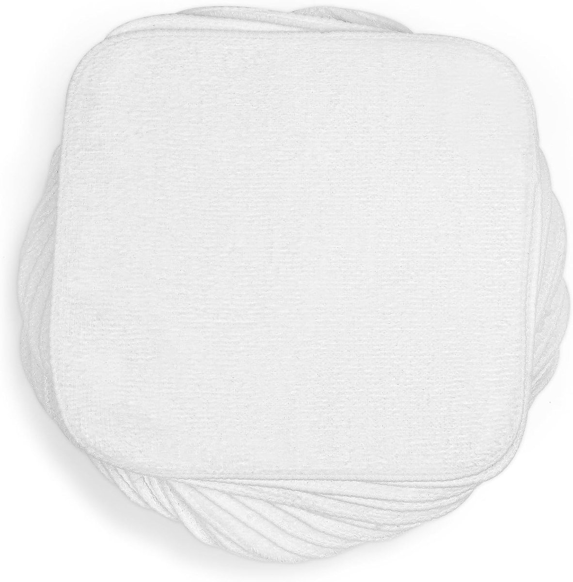 Verpakking van 25 herbruikbare en wasbare katoenen babydoekjes, verdikte, absorberende babydoekjes van 100% katoen, geschikt voor het afvegen van de mond, handen en het gezicht van de baby, wit,13*13 cm