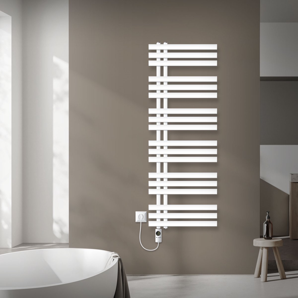 Badkamer radiator middenaansluiting 500x1400 mm wit met verwarmingselement 900W LuxeBath