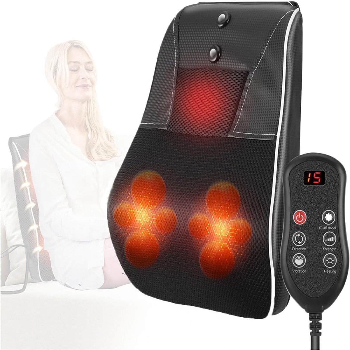 Massageapparaat Met Afstandsbediening Warmtetherapie En Airbag - 3 Slimme Standen Rood Licht Instelbare Kracht En Vibratie - Ultrastil (45 dB) Volledige Lichaamsverlichting