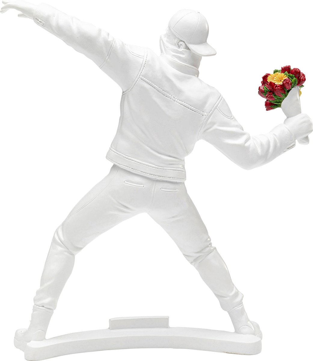 SnelShoppen - Kare Design deco figuur street art boeket, decoratief object, wit man met boeket, 27 x 7 x 24 cm, moderne woonaccessoires voor woonkamer