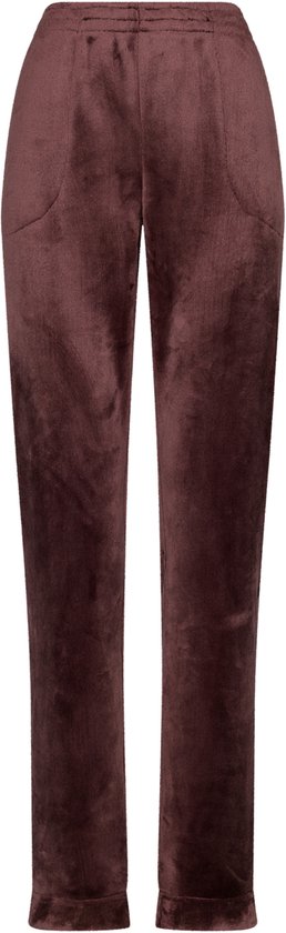 Paarse joggingbroek met elastische tailleband en steekzakken.