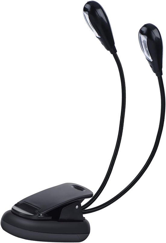 Klem Lamp - Leeslamp Flexibel - Nachtelijk Lezen - Dubbele Verstelbare Arm - 29 cm - Zwart — afbeelding 3