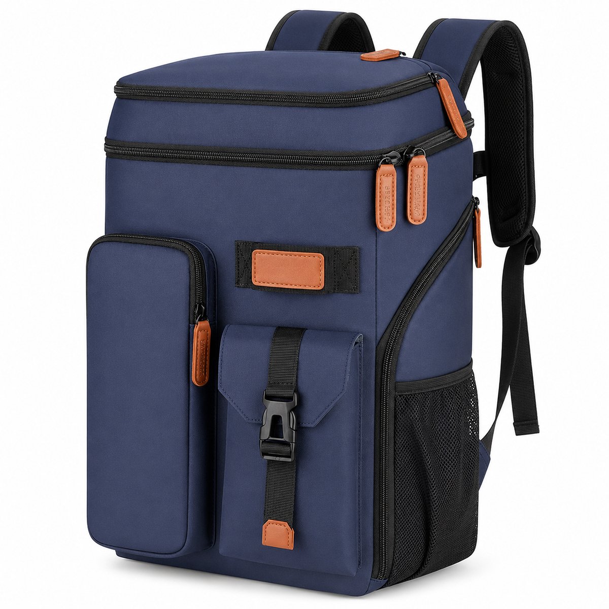 Bobypet - Koelrugzak - 33 Blikjes Grote Capaciteit Koeltas - Dubbeldekker Lekvrije Thermosrugzak met Borstriem - Voor Strand, Kamperen, Picknick & Werk - Blauw